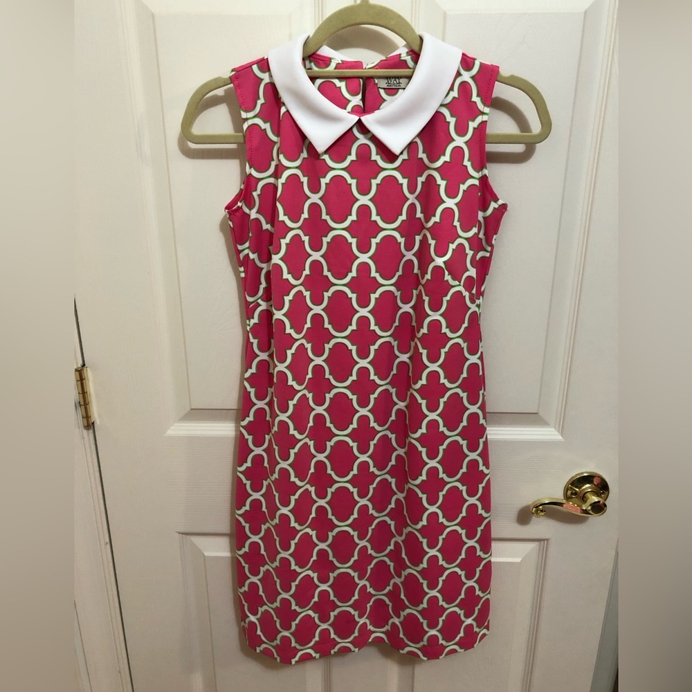 Katherine Way pink, white, and green patterned dress size xs